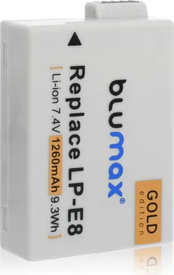 Produktbild von Blumax Akku passend für Canon EOS 550D, 600D, 650D, 700D - LP-E8 1260 mAh (7,2V)