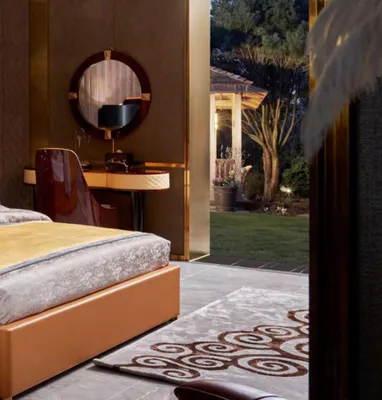 Produktbild von Bett Schlafzimmer Möbel 6tlg. Leder Komplett Set Design Luxus Betten Nachttisch