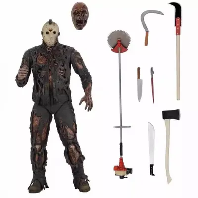 A horror-themed action figure with accessories, displayed against a white background.