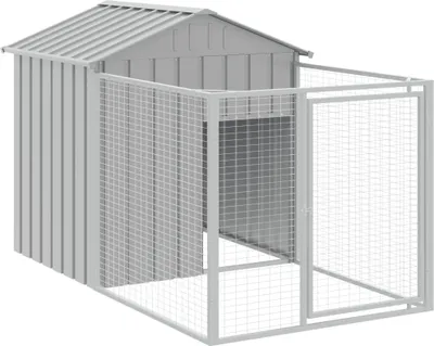 Immagine prodotto di vidaXL Cuccia per cani con corridoio Grigio chiaro 117x201x123 cm Acciaio zincato
