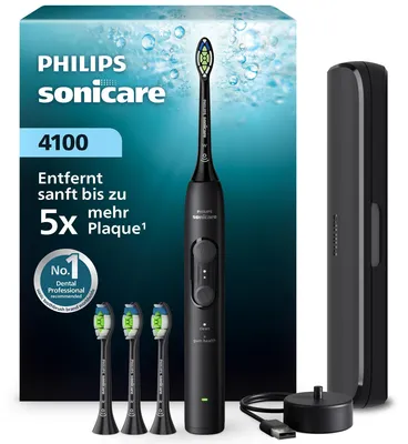 Produktbild von Philips 4100 series 4100 HX4046/52 Wiederaufladbare Zahnbürste, Erwachsener, Schallzahnbürste, Zahnfleischpflege, 31000 Bewegungen pro Minute, Schwarz, 2 min, 4 x 30 sec
