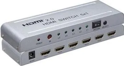 Obrázek produktu pro PremiumCord 4Kx2K@60Hz přepínač HDMI 5:1 kovový s dálkovým ovládáním a napájecím adaptérem
