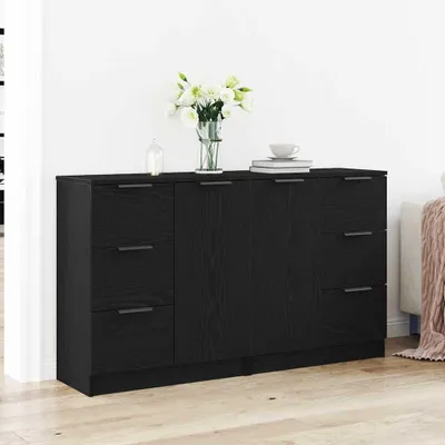 Immagine prodotto di Credenza vidaXL nera effetto rovere 120 x 30 x 70 cm in materiale derivato dal legno