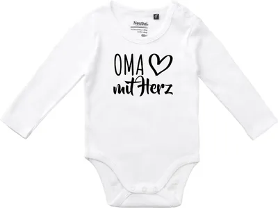 Produktbild von Huuraa Baby Body Oma mit Herz 74 White  Baumwolle Fairtrade Langarmbody Geschenkidee