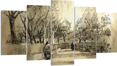 Produktbild von Bild auf Leinwand - Leinwandbild - Park Spaziergang Baum - 160x85cm - Wand Bild - Wanddeko - Leinwanddruck - Bilder - Kunstdruck - Wanddekoration - Leinwand bilder - Wandkunst - EA160x85-3758