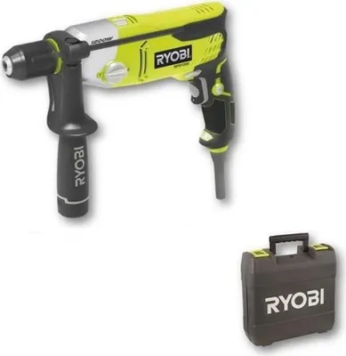 Zdjęcie produktu dla Wiertarko-udarna RYOBI 1200 W, 1200–3000 obr./min, 2 prędkości, metalowy uchwyt wiertarski 13 mm, podświetlenie LED, RPD1200-K