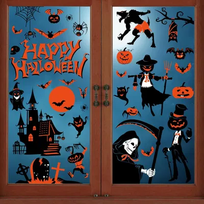 Produktbild von YIHELU wiederverwendbare Halloween Fensteraufkleber 9 Blatt