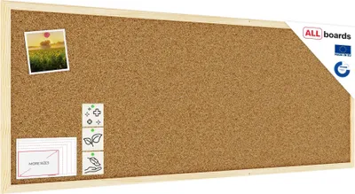 Immagine prodotto di Bacheca in sughero 100x40 cm cornice in legno NATURALE