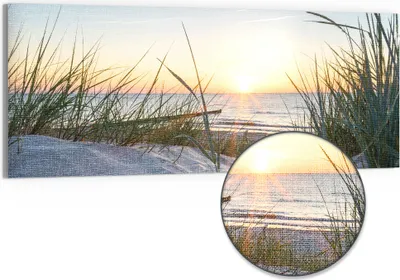 Produktbild von DEQORI Hybrid Leinwand Bild 125x50 cm 'Ostsee Sonnenuntergang' Wandbild Glas flach modern