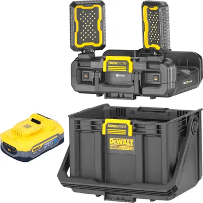 Productafbeelding van DeWalt DWST08061-1 Gereedschapskoffer met geïntegreerde verlichting 395 x 352 x 255 mm ToughSystem 2.0 + 1x Powerstack-accu 5.0 Ah - zonder lader