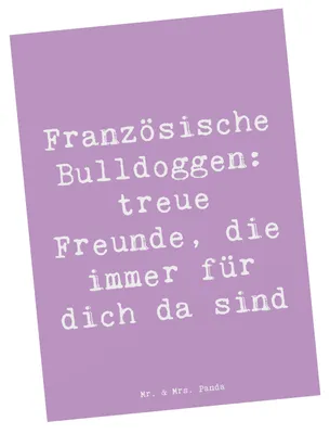 Produktbild von Mr. & Mrs. Panda Postkarte Spruch Französische Bulldogge Freund - Lavendeltraum - Geschenk, Postkarten, Herz erobern, Hunderasse, Fotokarte, Hunderassen, Vielfalt, Pflege