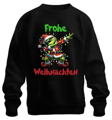 Produktbild von Frohe Weihnachten Dabender Grinch Weihnachtsmann Sweatshirt Pullover, Schwarz, XL