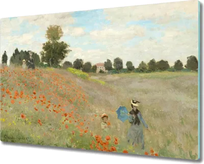 Produktbild von Coloray Schneidebrett Herdabdeckplatte 80x52 cm Kochplattenabdeckung Hackbrett Küchenbrett - Mohnblumen Monet