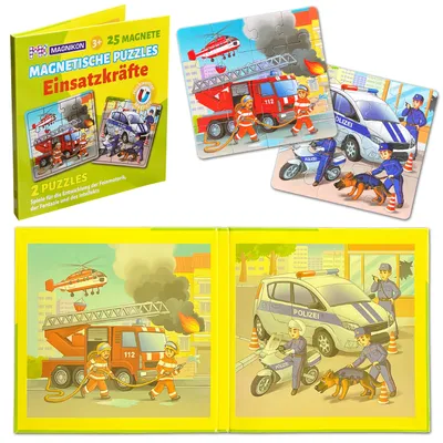 Produktbild von Magnetpuzzle Einsatzkräfte 25 Teile, Magnet Puzzles ab 2 Jahren, Magnetische Puzzles, Beschäftigung Flugzeug Kinder, Magnetspiel, Reisespiel