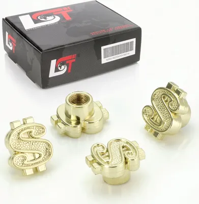 Produktbild von 4X Ventilkappe Reifenventil Kappe Dollar Zeichen Gold Für Pkw Lkw Motorrad Quad