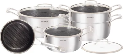 Produktbild von Arbaer 9-teiliges Induktionskochgeschirr mit wabenförmiger Antihaftbeschichtung