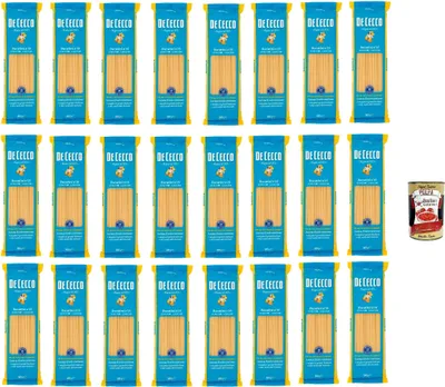 Produktbild von De Cecco Bucatini N°15 100% Italienisch Pasta Nudeln 24x 500g + Italian Gourmet Polpa 400g