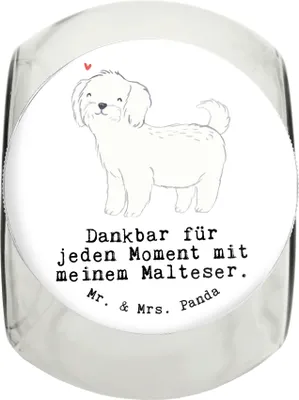 Produktbild von Mr. & Mrs. Panda Dose Malteser Moment XL 2000ml - Weiß - Geschenk, Bonbonglas, Vorratsglas, glasbehälter, Tierfutterbehälter, Keksdose
