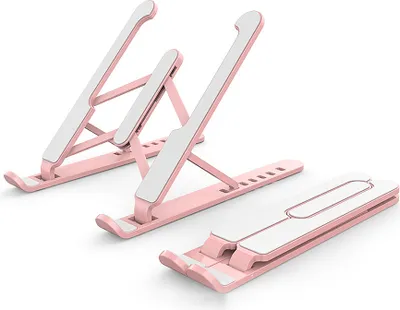 Produktbild von Verstellbarer Laptop-Tablet-Staender Multi-Angle-Laptop-Halter Tragbarer und faltbarer Laptop-Riser fuer 10-16-Zoll-Laptops Hollow Design Pink