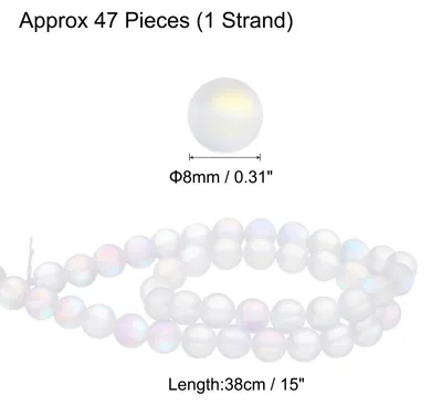 Produktbild von Matte Kristallglasperlen 8mm Synthetische Mattierte Gl?nzende Halbedelstein-Runde Lose Perlen Synthetischer Mondstein fš¹r Schmuckherstellung DIY Armband, Wei?