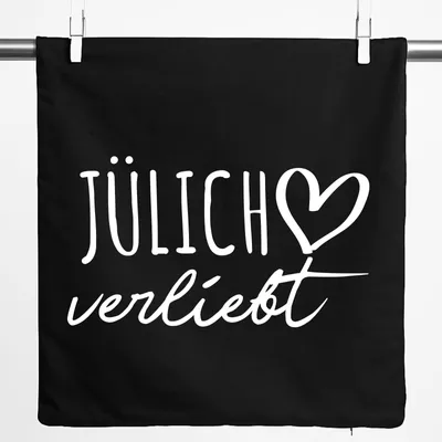 Produktbild von Huuraa Kissenbezug Jülich verliebt 40x40cm Black Baumwolle Dekokissenbezug Geschenkidee