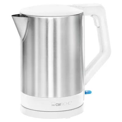 Produktbild von Clatronic® Wasserkocher Edelstahl | 1,5 Liter | BPA frei | Einhandbedienung | Edelstahlgehäuse | Kettle | mit Kabelaufwicklung | WKS 3692 weiß