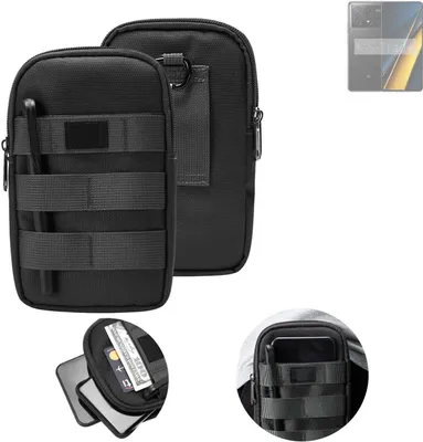 Produktbild von K-S-Trade Holster Gürtel Tasche kompatibel mit POCO X6 Pro 5g Handy Tasche Schutz Hülle dunkel-grau viele Fächer, 1x