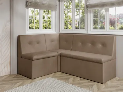 Produktbild von JKG Meble Eckbank fur Essizmmer - Eckbank Küche mit Aufbewahrungsbehälter - Sitzecke Küche - Velours - Essecke - Küchensofa - Braun - 140x160 cm