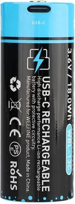 Obrázok produktu pre Weefine 26650 3,6 V 5000 mAh USB-C batéria priehľadná  Priehľadná Jedna veľkosť
