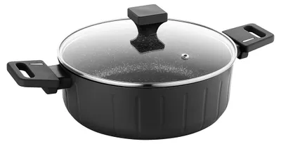 Image de Poêle en aluminium de qualité, fond plat, diamètre 28 cm, capacité 4,4 litres, compatible induction et gaz