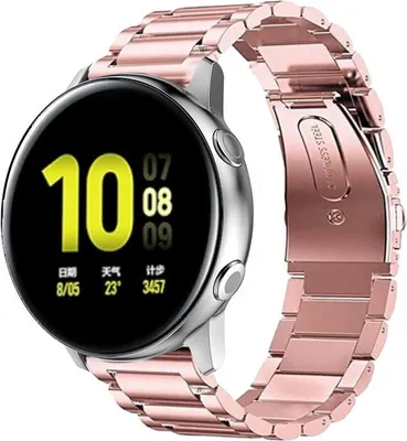 Produktbild von Strap-it Stahlarmband - Kompatibel mit Samsung Galaxy Watch Active / Active 2 Armband Ersatzarmband Edelstahl - Faltschließe - Hochwertiges Material - für Smartwatch 20mm Armband Rosa