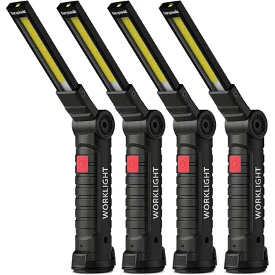 Produktbild von LED Arbeitsleuchte Werkstattlampe Aufladbar mit Magnet und Haken 4 Stück Schwarz