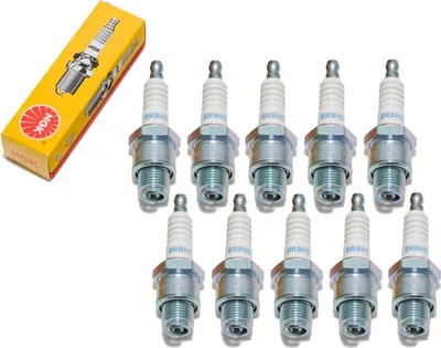 Immagine prodotto di Set di candele NGK 10x BR8HS con soppressione delle interferenze, filettatura corta 12,7 mm Ø 14,0 mm esagono 20,8 mm, distanza tra gli elettrodi 0,75 mm, potere calorifico 8, 4322 / 4915 / 4967 / 6715