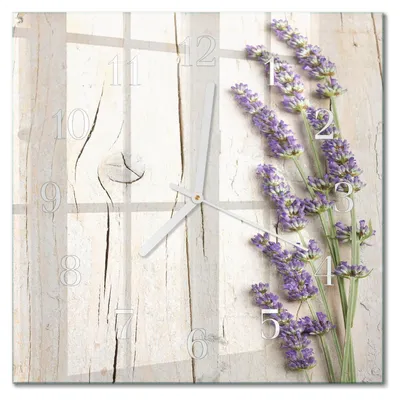 Produktbild von Tulup Glasuhr Wanduhr Küchenuhr Echt-Glas 30x30 cm Modern Dekorativ Geräuschlos Weiße Zeiger - Lavendel