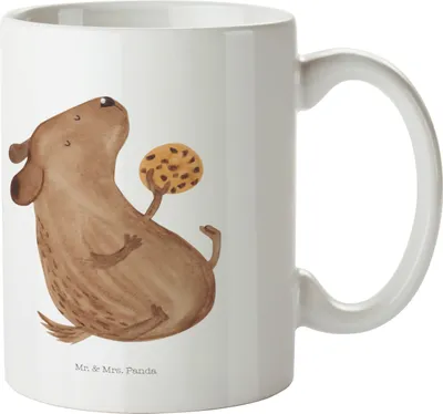 Produktbild von Mr. & Mrs. Panda Plastikbecher Hund Keks - Weiß - Geschenk, Haferl, Leckerli, Hungrig, Mehrwegbecher, Pott, Sprüche, Hundekekse, Trinklernbecher, Kinderbecher, glücklich
