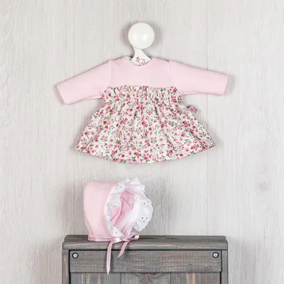 Produktbild von Asi Puppenkleidung - Blumenkleid und Haube - rosa - Puppenzubehör