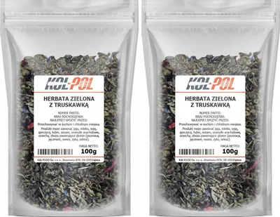 Zdjęcie produktu dla HERBATA ZIELONA TRUSKAWKA 200g Owocowa Liściasta naturalna jakość Kol-Pol