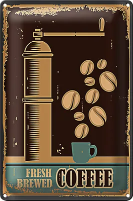 Produktbild von Blechschild Retro 20x30cm Kaffee Coffee fresh brewed