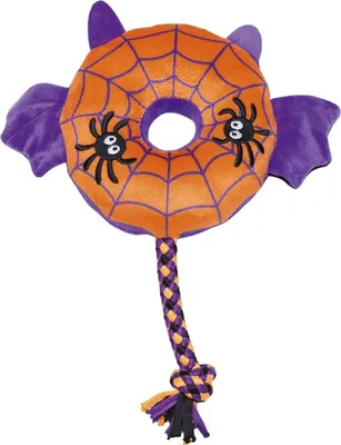 Produktbild von Beeztees Hundespielzeug Halloween Donut Fledermaus orange