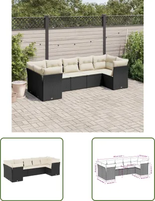 Produktbild von The Living Store 7-tlg. Garten-Sofagarnitur mit Kissen Schwarz Poly Rattan