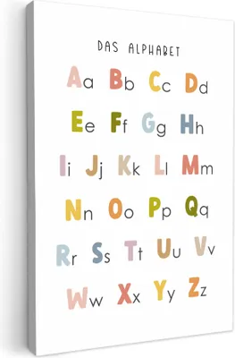 Produktbild von MuchoWow® - Leinwandbilder - Pädagogisch - Alphabet lernen - Farbenfroh - Weiß - Buchstaben, Wandbild, Wanddeko Bilder Wohnzimmer, 60x90 cm