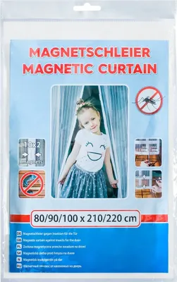 Obrázek produktu pro Síť proti hmyzu magnetická záclona bílá 80/90/100x210/220 cm dveřní síť proti hmyzu s magnetem