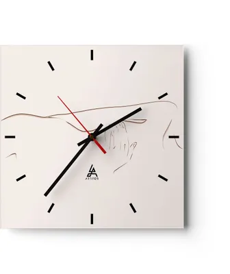 Produktbild von Wanduhr - Quadrat - Glasuhr - Skizze Nacktheit Frau - 40x40cm - Schleichendes Uhrwerk - Lautlos - zum Aufhängen bereit - Dekoration Modern - Wanddekoration aus Glas - C3AC40x40-4552