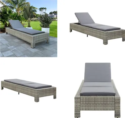 Produktbild von vidaXL Sonnenliege mit Auflage Grau Poly Rattan - Sonnenliege - Sonnenliegen - Gartenliege - Gartenliegen