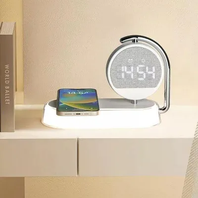 Obrázek produktu pro Elektrický budík s rychlým bezdrátovým nabíjením a nastavitelným nočním světlem jako dárek