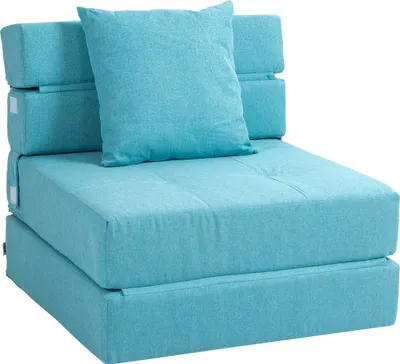 Produktbild von HOMCOM Schlafsessel klappbar, Schlafsofa, 2-in-1 Klappsessel mit Bettfunktion, Relaxsessel mit Kissen, Gästebett für Wohnzimmer, Schlafzimmer, bis 100 kg Belastbar, Blau