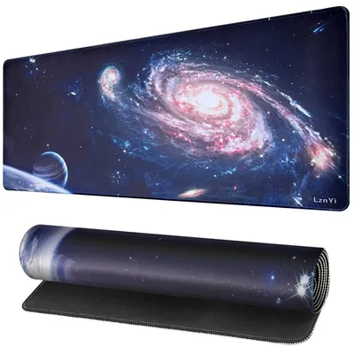 Image de Tapis de souris gaming XXL, tapis de bureau 90x40 cm, modèle Galaxy18, antidérapant, lavable