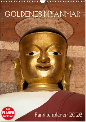 Produktbild von Goldenes Myanmar - Familienkalender 2026 (Wandkalender 2026 DIN A3 hoch), CALVENDO Monatskalender