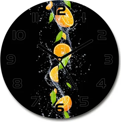 Produktbild von Wanduhr aus Glas 30fi Glasbild Glasuhr Gehärtetes Glas - schwarze-zeiger - Oranges and water