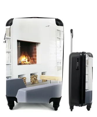 Produktbild von MuchoWow® Koffer Handgepäck Trolley Rollkoffer Kleine Reisekoffer mit 4 Rollen - Kamin in einem modernen Zimmer - Cabin Size < 55x40x23 cm & 55x40x20 cm - Fotokoffer - Kabinenkoffer - Boardgepäck - Reise-Box - Reisekoffer - Reisegepäck - Koffer mit Bild - Trolley für Kinder